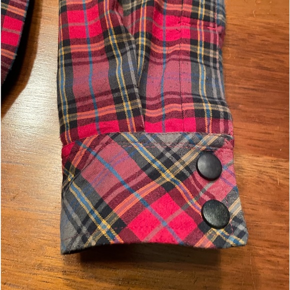 Large United By blue Reversible Jacket Red Plaid Tartan Solid Black - Picture 2 of 13